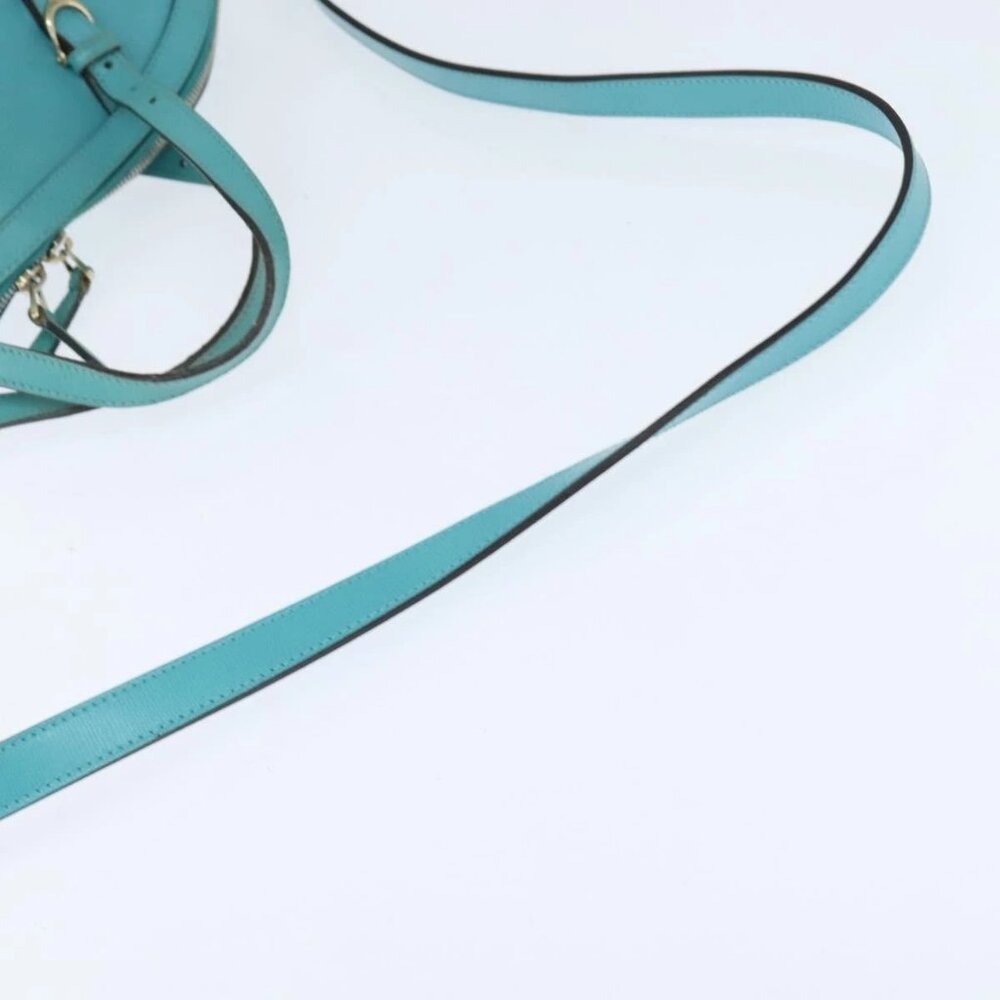 GUCCI Hand Bag Leather 2way Turquoise Blue Gold 309614 Auth 149064 - Picture 9 of 16